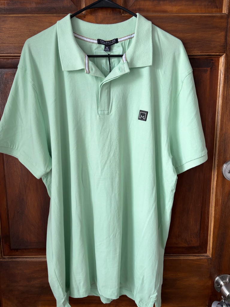 Mens Mint Green Polo Shirt With Contrast Trim